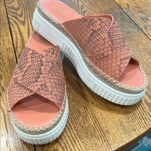 Franco Sarto Coral and White Platform Sandals